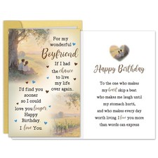 Romantic Birthday Card for Boyfriend, Double 8.07 x 5.3 inches, For Boyfriend