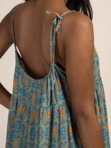 Natural Life Piper Mini Dress Sz XL, Teal Floral Sundress w/lace - Picture 8 of 10