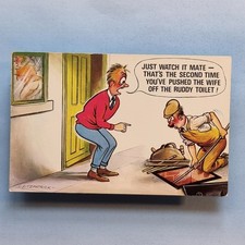 Comic Postcard C1970 Plumber Drainage Rods Wife Off Toilet Bamforth No 884