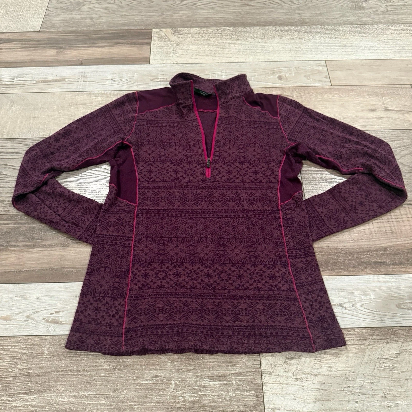 KUHL Kaskade Zip Neck Baselayer Top Womens Medium M Purple Merino Wool Blend