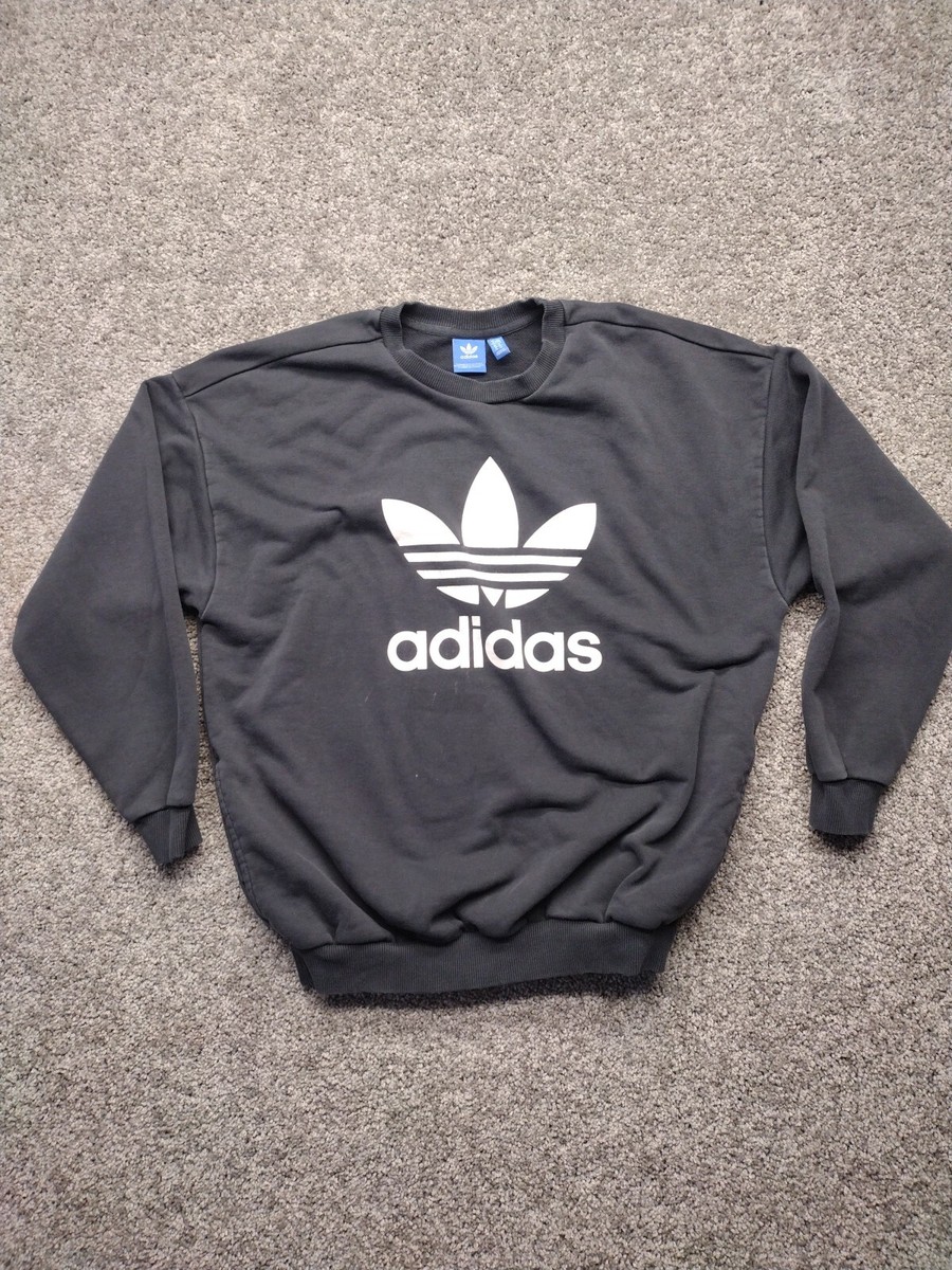 Adidas Originals Trefoil Crewneck Jumper Womens Plus Size LG Black