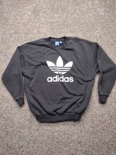 Adidas Originals Trefoil Crewneck Jumper Womens Plus Size LG Black Sweatshirt