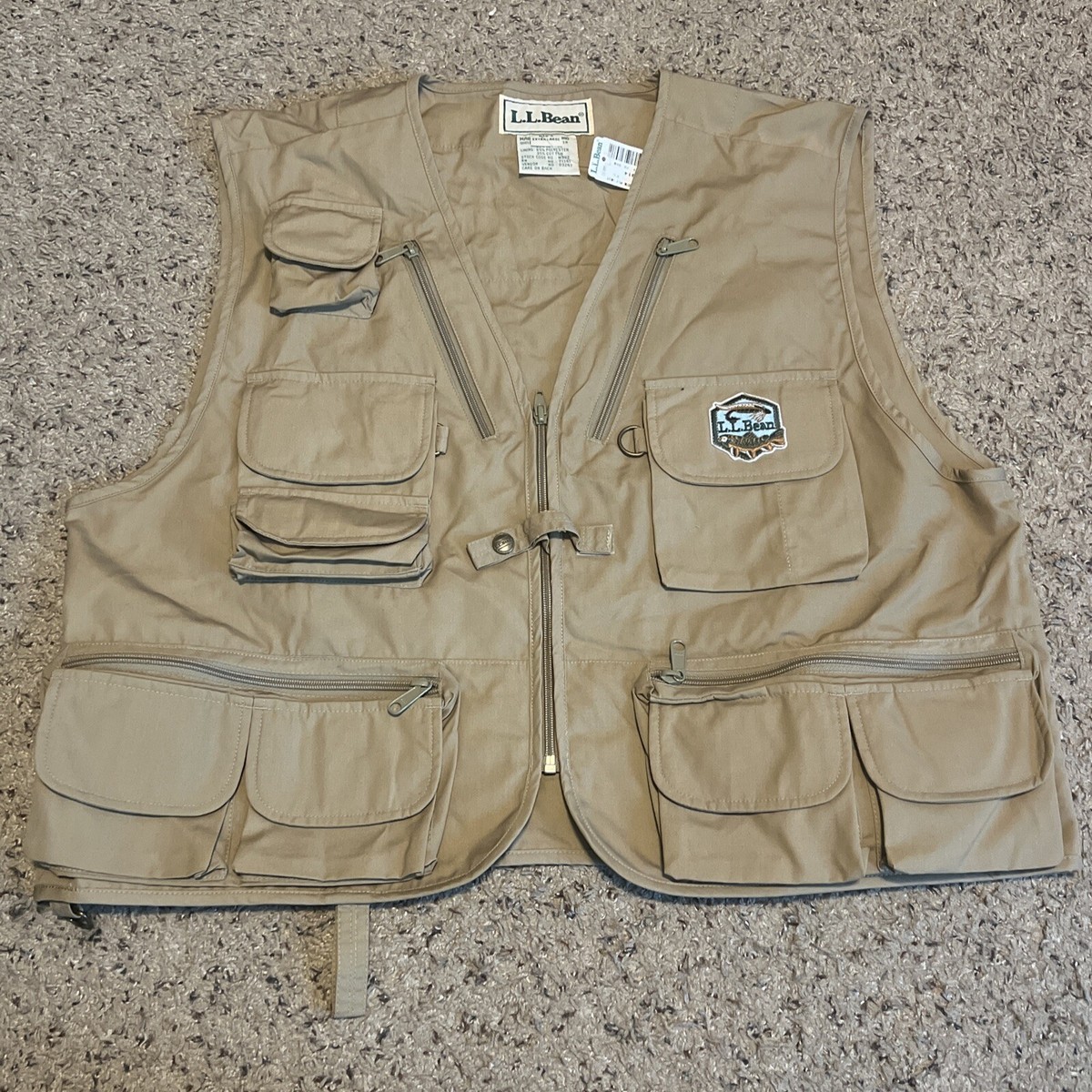 Vtg LL Bean Fly Fishing Vest XL Ran Khaki NWT New NOS | eBay