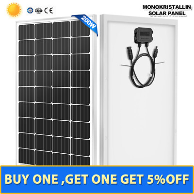 12V 200W Watt Mono Solar Panel Battery Charging Home RV Off-Grid Boat Power