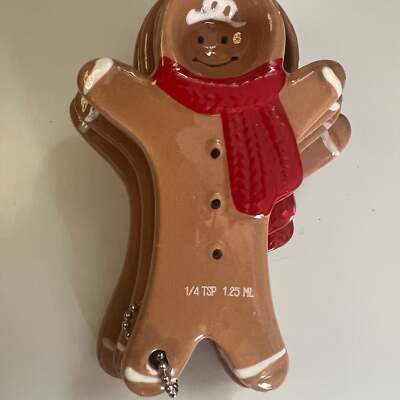 Brown Ceramic Ginger Bread Christmas Measuring Spoons 