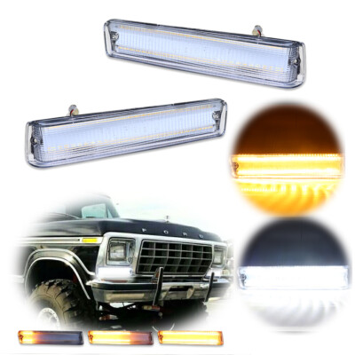 For Ford F-150 Trucks Bronco Dynamic SWITCHBACK LED DRL Turn Signal Lights Clear