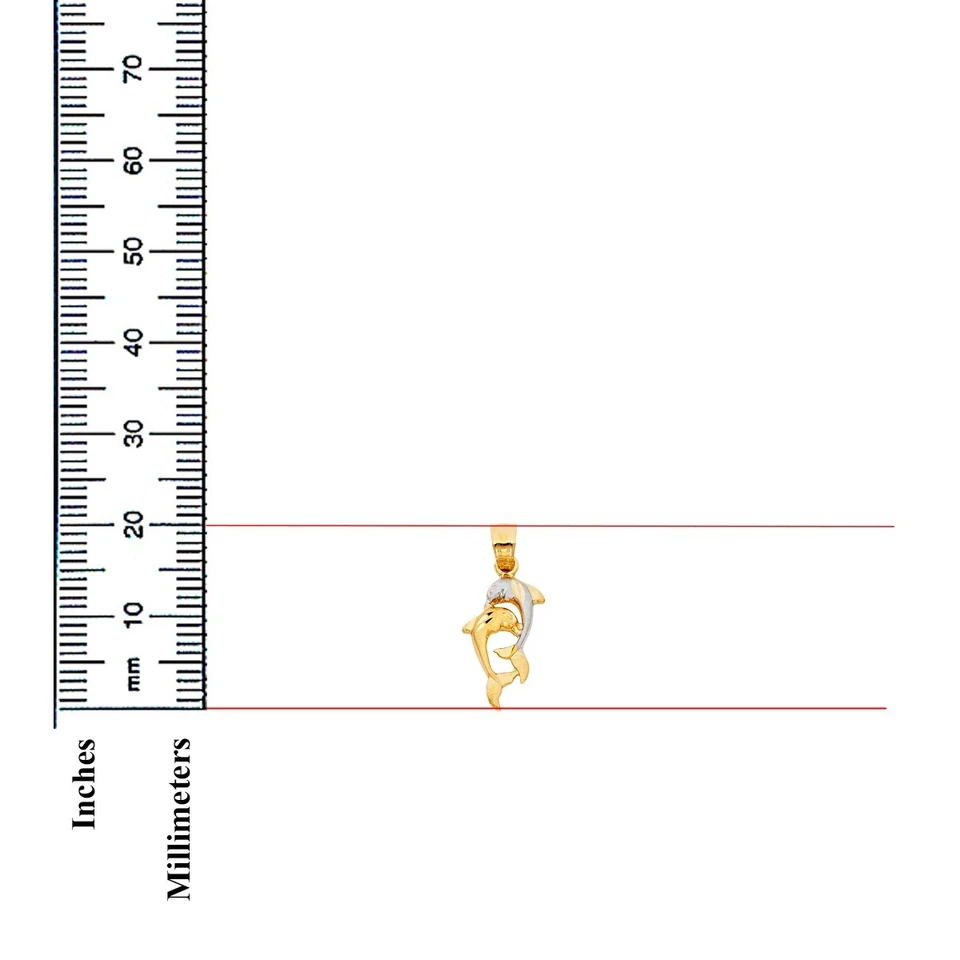 Colgante de delfín de oro de dos tonos de 14K Foto 3 de 4