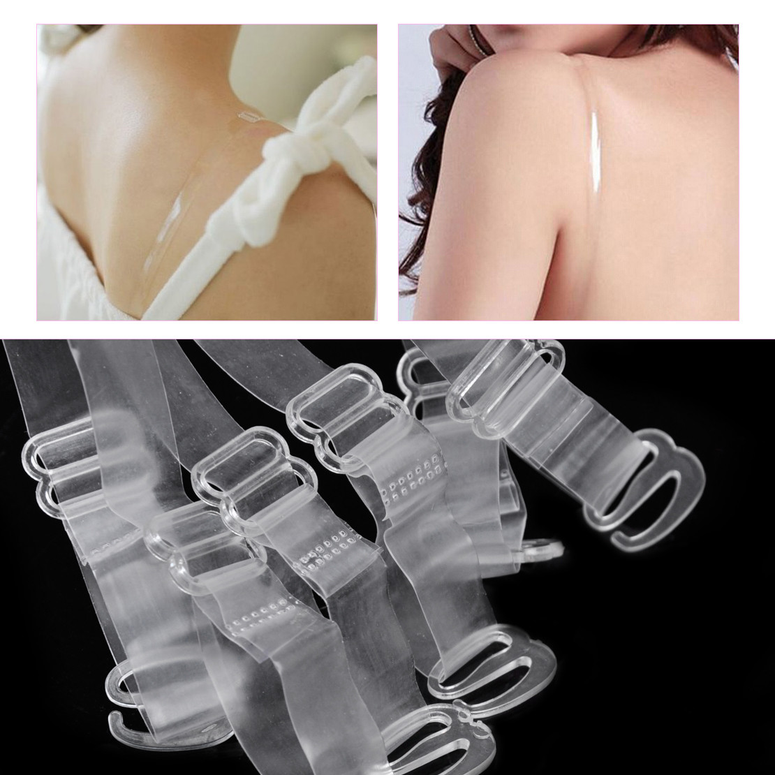 24-teiliges BH-Träger Set - Unsichtbare Transparente Schultergurte Mit Clips