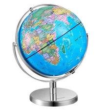 13 inch Illuminated World Globe with Stand HD Printed Map and LED Night Lighting