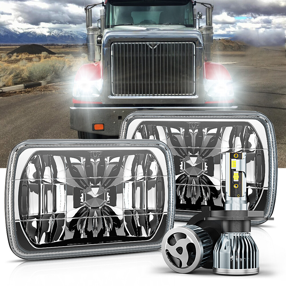 For INTERNATIONAL 4700 8100 9900 9900I IX 7 inch LED Headlights DRL Hi ...