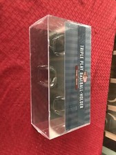 BallQube Triple Play Baseball Holder 3 Ball Clear Plastic Black Base Display Box