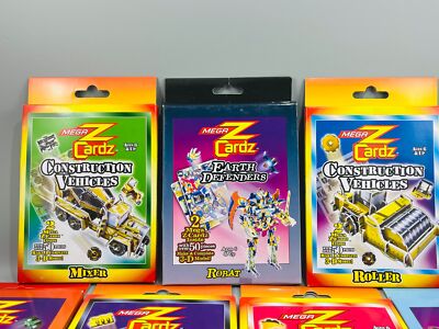 Lot of 10 MEGA Z CARDZ 3D Construction Vehicle Set 3-D Model