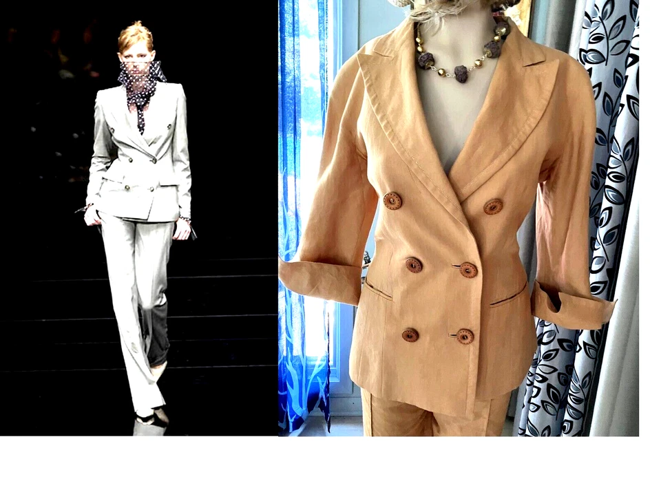 ELEGANCE IS CONTAGIOUS GIANFRANCO FERRE CHIC & FAB SO VESTIDO/Y LINO PANTALÓN TRAJE 46 Foto 2 de 4