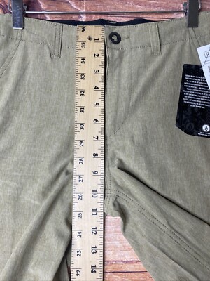 Volcom Surf & Turf 4-Way Stretch Men's Size 27 Khaki Hybrid Shorts