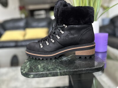 BAMBOO Edison 05 Womens  Platform Fur Lined Ankle Hiking Boots Black Sz 10