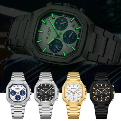 CURREN Men Quartz Watch Brand Chronograph Rectangle Wristwatch Male ...