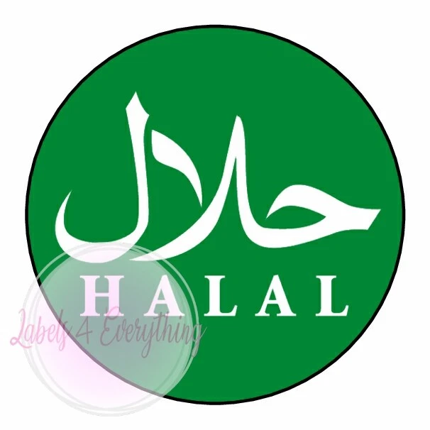LABELS4EVERYTHING Halal Food Allergy Sticker Labels Food Information Package Labelling Sweets Cake