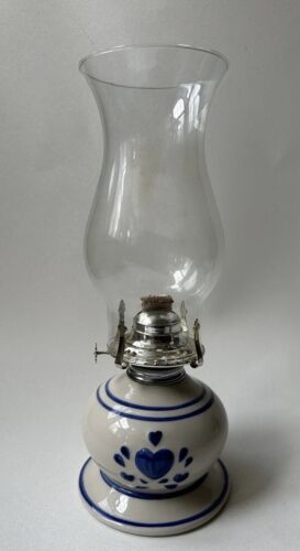 Lamplight Farms Hurricane Oil Lamp Studio Glaze Pottery Base, Burner & Shade - Picture 1 of 10