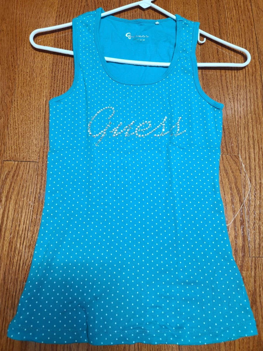 GUESS BLING RHINESTONES CRYSTALS TEAL TURQUOISE POLKA DOTS GUESS BLING RHINESTONES CRYSTALS TEAL TURQUOISE POLKA DOTS
