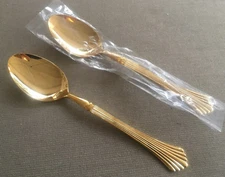 2 Oval Place Soup Spoons Home Concepts Stainless Japan Gold Ribbed Golden Cannes