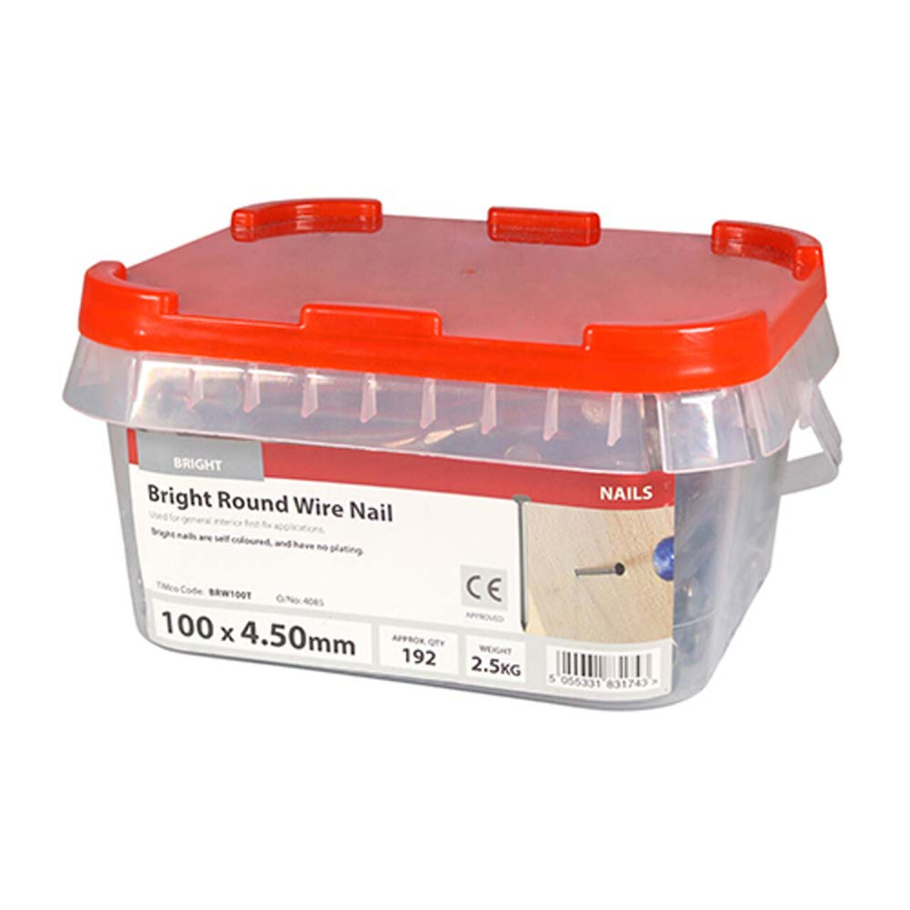Timco 100 x 4.50mm Round Wire Nail - 2.5 KG Tub