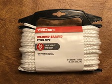 Hyper Tough, Item ND850-HT, Nylon Blend Diamond Braid Rope, White, 1/4" x 50'