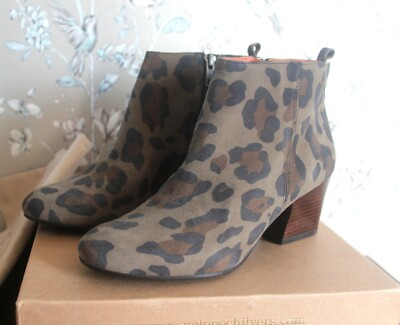 VERPACKT PENELOPE KINDER Havanna khaki Leopard Wildleder Stiefeletten mit Reißverschluss UK 5 38