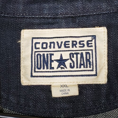 Converse One Star Black Denim Jacket Men's Size XXL Full Zip Button Rare - Picture 3 of 12