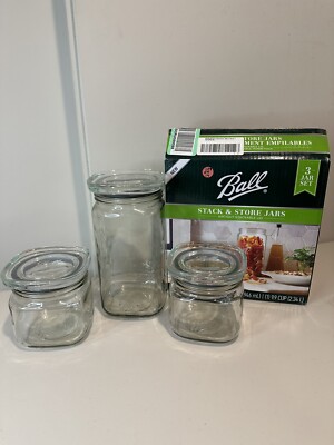 Ball 3 Stack & Store Jar Set - (2) 4 Cup | (1) 9.9 Cup Open Box See Photos