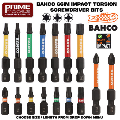 Bahco 66IM 1/4'''' Schwerlast Torsion Schlagschrauber Bits Pozi, Kreuzschlitz Torx