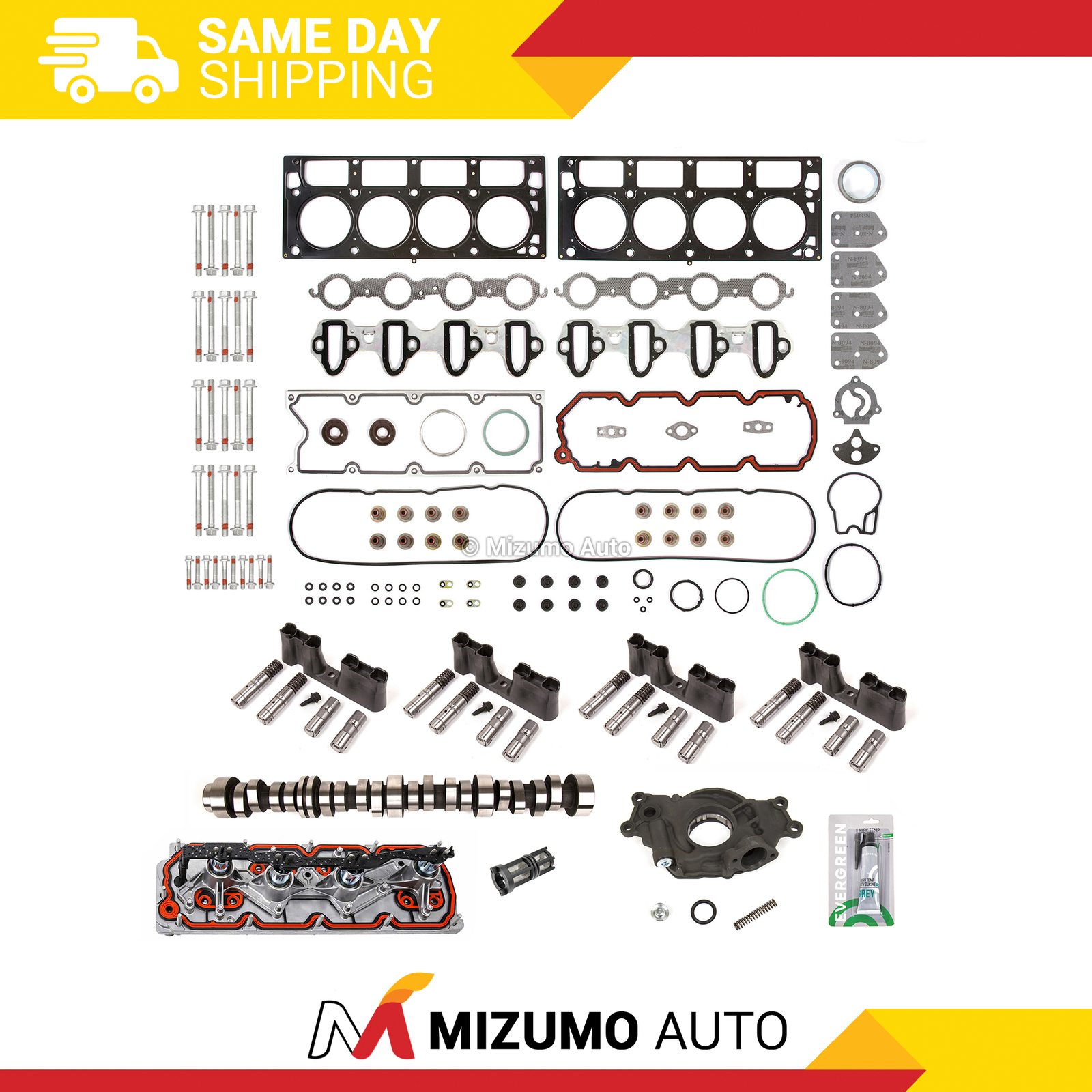 0514 Chevy GM 5.3L Head Gasket Set AFM Lifters Camshaft 1Bolt VLOM