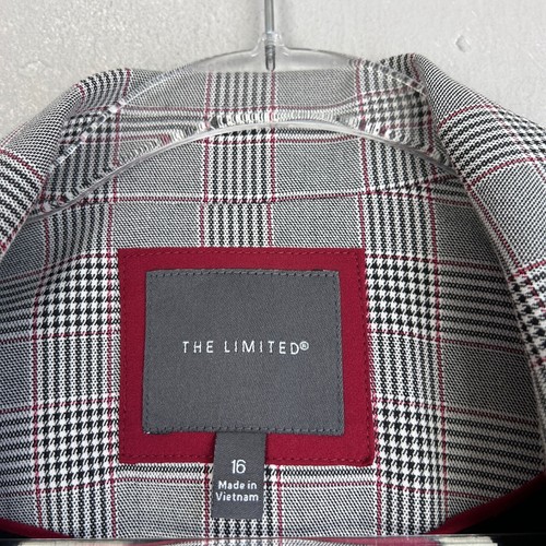 The Limited size 16 double breasted blazer gray red plaid career wear - Picture 12 of 13