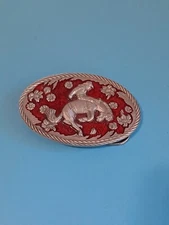 1986 The Great American Buckle Co Bareback Rider Belt Buckle D3