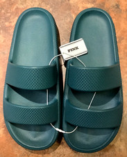 Victoria's Secret Pink Double Strap Pillow Slides Deep Forest Green M 7 8 L 9 10
