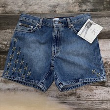 CALVIN KLEIN Vtg 90s Stonewashed High Waisted Mom Jean Shorts Womens Size 6 NWT