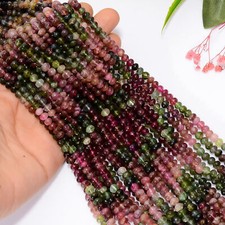 Natural Multi Tourmaline Gemstone Round Smooth Beads 5 mm Strand 12.5" EB-902