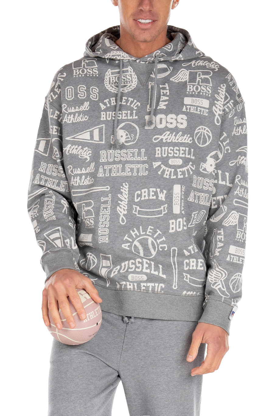 Boss X Russell Athletic Unisex Hoodie Pullover Sweater Sweatshirt Hoody Jumper L
