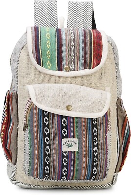 Kleiner 5 L Designer Laptop Rucksack Naturhanf Stoff Backpack | Laptoptasche