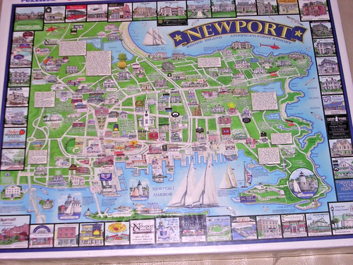 NEW 2011 HTF Newport RI Map Bellevue Ave Mansions Rhode Island 1000 Piece Puzzle - Picture 2 of 13