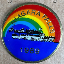 Vintage Lapel Pin Niagara Falls Travel Maid Of The Mist Boat Tour 1989 Rainbow