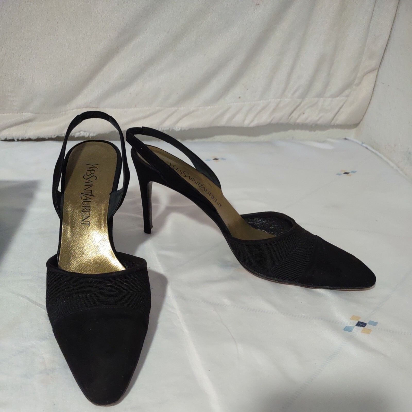 Sandali Yves Saint Laurent neri scamosciati slingback taglia 9 1 2 con scatola