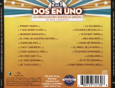 LA ARROLLADORA BANDA EL LIMON DE RENE CAMACHO 2EN1 NEW CD