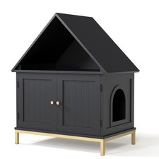 Modern Hidden Cat Litter Box Enclosure, Wooden Cat Furniture Storage Cabinet