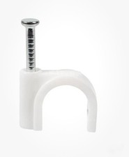 Tower 8mm Round White Cable Clips – Pack of 50 Clips