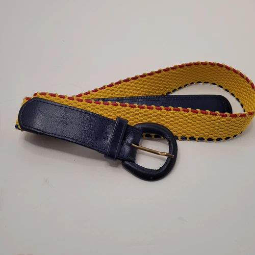 Ceinture femme vintage Christian Dior jaune, bleu, rouge stretch taille M/L