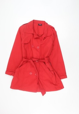 JS Damen roter Trenchcoat Größe 10, klassischer Stil mit Gürtel