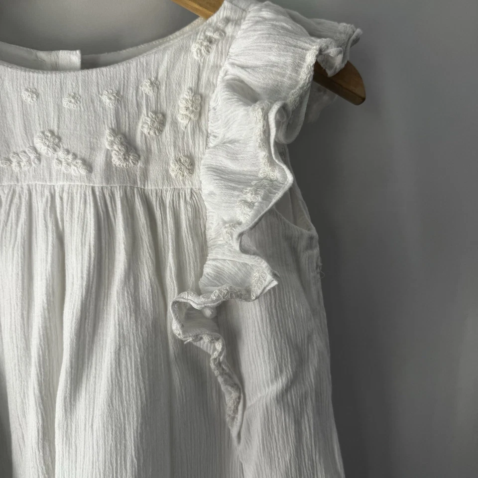 Vestido Polo Ralph Lauren Niñas 10 Blanco Volantes Bordado Algodón Boho Campesino Foto 3 de 4