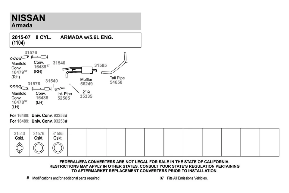 For Nissan Titan 2007-2015 Walker 54650 Aluminized Steel Exhaust Tailpipe Foto 4 de 4