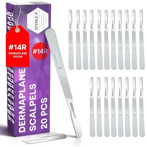 Ergonomic 14R Dermaplane Razors for Precise At-Home Dermaplaning - 20 Pack - Picture 3 of 8