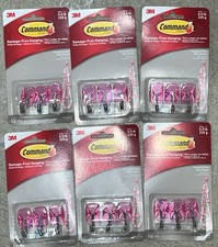 Command Wire Hooks, Small, Perfect Pink, 6 Pack 3-Hooks Wire Hooks (18) & Strips 3.33 per strip